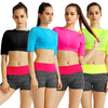 New Women Crop Top Solid Color Short Sleeves Pullover Slim Casual Thin Sports Yoga Short Blouse Tee