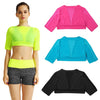 New Women Crop Top Solid Color Short Sleeves Pullover Slim Casual Thin Sports Yoga Short Blouse Tee