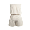New Sexy Women Jumpsuit Elastic Slash Neck Backless Self-tie Waist Wide Leg Casual Playsuit Beige