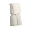 New Sexy Women Jumpsuit Elastic Slash Neck Backless Self-tie Waist Wide Leg Casual Playsuit Beige