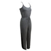 New Fashion Women Jumpsuit Spaghetti Strap Drawstring Waist Side Split Solid Playsuit Rompers Light Grey/Grey