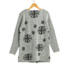 Fashion Women Knit Coat Pocketed Open Front Long Sleeves Casual Knitted Long Sweater Cardigan Grey