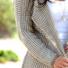 New Autumn Winter Women Knit Coat Knitwear Sweater Lapel Long Sleeve Loose Causal Knitted Cardigan Khaki/Black