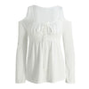 New Fashion Women Blouse Cold Shoulder Lace-Up V Neck Long Sleeve Solid Color Casual Shirt T-Shirt Tops
