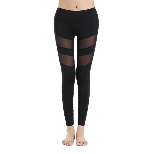 نساء جديدات رياضة يوجا طماق صلبة شبكية لصق عالي الخصر اللياقة البدنية الصالة الرياضية تمتد لباس ضيق سراويل طويلة