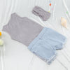 Fashion Kids Baby Girls Three-Piece Set Outfits Print Crew Neck Sleeveless Headband T-Shirt Jeans Pants Grey