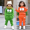 Cute Baby Boys Girls Unisex Suit Smiling Face Print Zipper Pocket O-Neck Sportswear Tracksuit Green/Orange