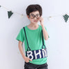 Kids Boys' Top Tee Letter Print Short Sleeve T-Shirt Solid O-Neck Pullover Cotton Tee White/Green/Yellow