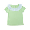 Sweet Cute Kids Baby Girl Cotton T-Shirt Peter Pan Collar Solid Color Short Sleeves Casual Tee Tops