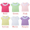 Sweet Cute Kids Baby Girl Cotton T-Shirt Peter Pan Collar Solid Color Short Sleeves Casual Tee Tops