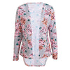 Fashion Women Cardigan Floral Print Long Sleeve All-match Casual Slim Thin Outwear Kimono Black/Grey/White