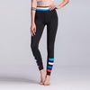 Women Sport Leggings Colorful Contrast Stripes Print High Waist Skinny Leg Casual Running Yoga Pants Black