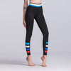 Women Sport Leggings Colorful Contrast Stripes Print High Waist Skinny Leg Casual Running Yoga Pants Black