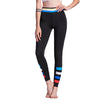 Women Sport Leggings Colorful Contrast Stripes Print High Waist Skinny Leg Casual Running Yoga Pants Black