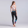 Women Sport Leggings Colorful Contrast Stripes Print High Waist Skinny Leg Casual Running Yoga Pants Black