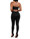 نساء مثير من قطعتين مجموعة من محصول محصول أعلى ضمادة ضمادة Bodycon طويلة السراويل Slid Slim Party Suits