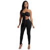 نساء مثير من قطعتين مجموعة من محصول محصول أعلى ضمادة ضمادة Bodycon طويلة السراويل Slid Slim Party Suits