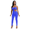 نساء مثير من قطعتين مجموعة من محصول محصول أعلى ضمادة ضمادة Bodycon طويلة السراويل Slid Slim Party Suits