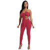 نساء مثير من قطعتين مجموعة من محصول محصول أعلى ضمادة ضمادة Bodycon طويلة السراويل Slid Slim Party Suits
