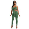 نساء مثير من قطعتين مجموعة من محصول محصول أعلى ضمادة ضمادة Bodycon طويلة السراويل Slid Slim Party Suits