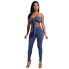نساء مثير من قطعتين مجموعة من محصول محصول أعلى ضمادة ضمادة Bodycon طويلة السراويل Slid Slim Party Suits