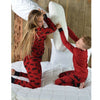 Women Christmas Family Look Pajama Set Reindeer Printed Sleepwear Nightwear Family Matching Outfit Father Mother Kid T-Shirt Pants Set Red