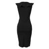 Sexy Women Midi Dress Ruffled Deep V Neck Sleeveless Asymmetric Solid Slim Bodycon Ruched Dress