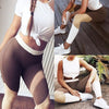 Women Sports Leggings Color Block High Waist Running Tights Gym Fitness Workout Skinny Pants Trousers Coffee