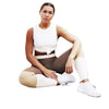 Women Sports Leggings Color Block High Waist Running Tights Gym Fitness Workout Skinny Pants Trousers Coffee