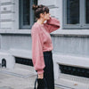 New Women Knitted Sweater Twist Solid Color Long Sleeve Loose Warm Jumper Pullover Knitwear Pink