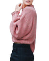 New Women Knitted Sweater Twist Solid Color Long Sleeve Loose Warm Jumper Pullover Knitwear Pink