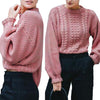 New Women Knitted Sweater Twist Solid Color Long Sleeve Loose Warm Jumper Pullover Knitwear Pink
