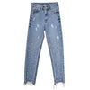 Women Ripped Jeans Denim Pears Destroyed Frayed Holes Washed Distressed Boyfriend Pants Trousers Tights