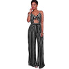 Women Jumpsuit Romper Spaghetti Strap Striped Lace Up Summer Overalls Backless Sexy Playsuit