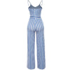 Women Jumpsuit Romper Spaghetti Strap Striped Lace Up Summer Overalls Backless Sexy Playsuit