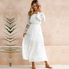 Sexy Women Maxi Long Dress Off the Shoulder Lace Flare Sleeve Elegant Evening Party Boho Dress White