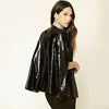 Women Sequins Blazer Cape Cloak Open Front Split Poncho Cardigan Jacket Coat Casual Tops Outwear
