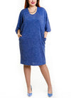 Spring Summer Women Plus Size Dress Pocket O Neck Casual Loose Dress Big Size Elegance Dress Blue/Burgundy