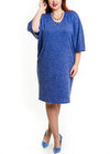 Spring Summer Women Plus Size Dress Pocket O Neck Casual Loose Dress Big Size Elegance Dress Blue/Burgundy