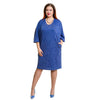 Spring Summer Women Plus Size Dress Pocket O Neck Casual Loose Dress Big Size Elegance Dress Blue/Burgundy