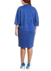 Spring Summer Women Plus Size Dress Pocket O Neck Casual Loose Dress Big Size Elegance Dress Blue/Burgundy