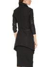 Autumn Winter Women Jacket Coat Large Lapel PU Leather Splice Overcoat Long Sleeve Casual Outerwear Black