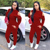 New Sexy Women Cold Shoulder Two-Piece Set O Neck Long Sleeve Ruffle Top High Waist Pants Suit