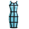 Sexy Women Mini Bodycon Dress Color Block Stripe O Neck Sleeveless Party Clubwear Slim Sundress