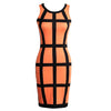 Sexy Women Mini Bodycon Dress Color Block Stripe O Neck Sleeveless Party Clubwear Slim Sundress
