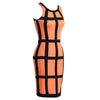 Sexy Women Mini Bodycon Dress Color Block Stripe O Neck Sleeveless Party Clubwear Slim Sundress