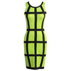 Sexy Women Mini Bodycon Dress Color Block Stripe O Neck Sleeveless Party Clubwear Slim Sundress