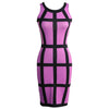 Sexy Women Mini Bodycon Dress Color Block Stripe O Neck Sleeveless Party Clubwear Slim Sundress