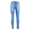 Sexy Women High Waist Ripped Jeans Destroyed Frayed Hole Zipper Fly Skinny Denim Pants Pencil Trousers Blue