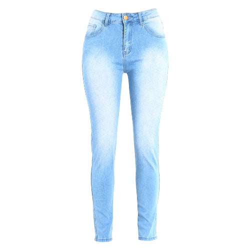 المرأة الجديدة Bodycon الجينز غسلها سستة جيوب عادية نحيل سروال رصاص بنطلون الجوارب الزرقاء